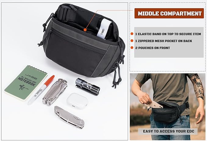 SHANGRI-LA Tactical Fanny Pack for Men and Women Low-Profile Waist Bag Holster Included Multi-Use for Hiking Travel EDC