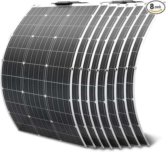 800W Flexible Solar Panel 8 Piece 100 Watt 12 Volt High Effiecncy Monocrystalline Solar Module for Marine RV Trailer Boat Cabin Van Car Battery Charge