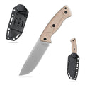 Knives 14C28N Steel Tactical Fixed Blade Knife with kydex sheath G10 Handle for Men EDC Outdoor Camping Survival Hunting (White stone wash+khaki G10)