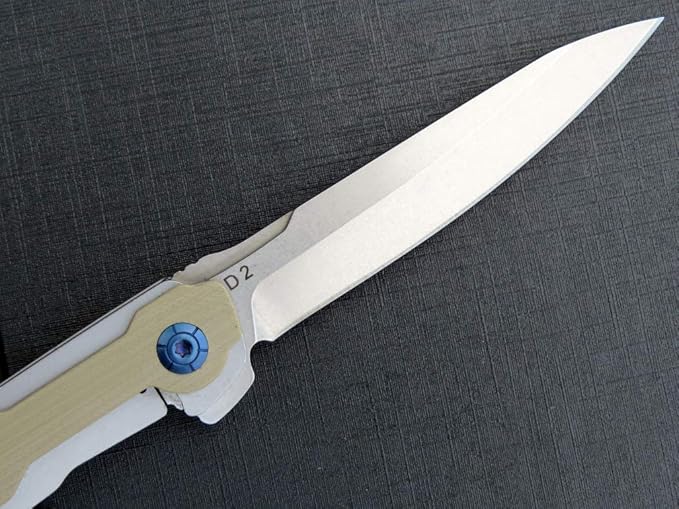 Eafengrow EF942 EDC Folding Knife D2 Steel Blade Titanium Plating &amp G10 HandlePocket Clip with Frame Lock EDC Pocket Knife for Camping Hiking Survival Outdoor(Desert)