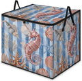 XL Large Clothes Storage with Lid Handle Starfish Shell And Seahorse Large Thick Clothes Blanket Storage Containers for Organizing Bedroom Closet Comforter Organization Storage Beach Theme