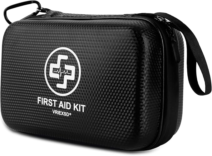 VRIEXSD Premium First Aid Kit 320 Piece Waterproof Hard Shell Eva First Aid Kit for Home Camping Cars Hiking Travel Businesses &amp Outdoor Emergencies - Emergency Medical Kits (Black)