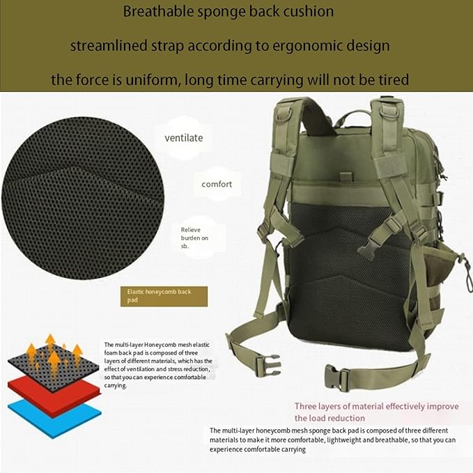 Military Tactical Backpack for Men and Women 45L Large Rucksack Army 3 Day Assault Pack Molle Backpacks (Tan)