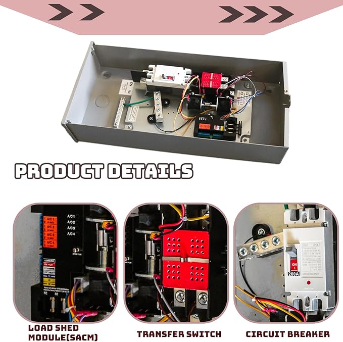 Generac 200 Amp Automatic Transfer Switch Replacement for RXSW200A3-120/240V 1-Phase with Power Management NEMA 3R Aluminum Enclosure for Indoor/Outdoor Use