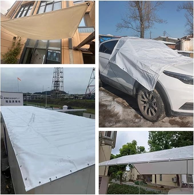Thicken White Heavy-Duty Coated Banner Waterproof PVC Canvas Outdoor Camping Tent Canopy Pergola Sun Shelter Shed Awning(Thick 0.56mm2x5m)