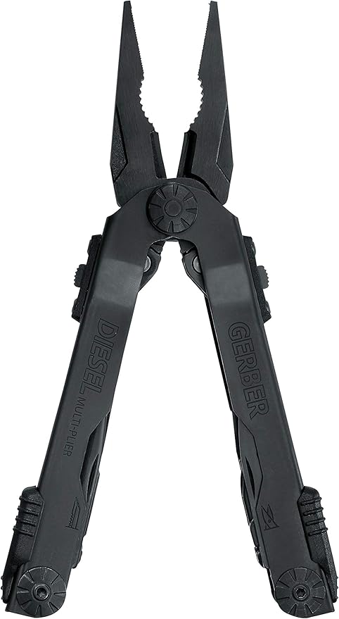 Gerber Gear Diesel Multitool Needle Nose Pliers Set 12-in-1 EDC Multi-Tool Knife Survival Gear and Equipment Black