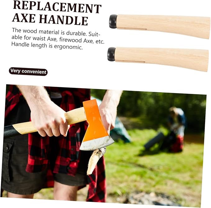 2set Wooden Handle Replacement for Camping Tool Log Splitting Axe Handle Comfortable Grip