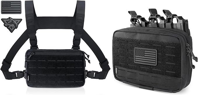 WYNEX Tactical Chest Rig Pack for Men Running Chest Bag with Front Loop Airsoft WYNEX Tactical Mag Pouch Molle Admin Pouch of Laser Cut
