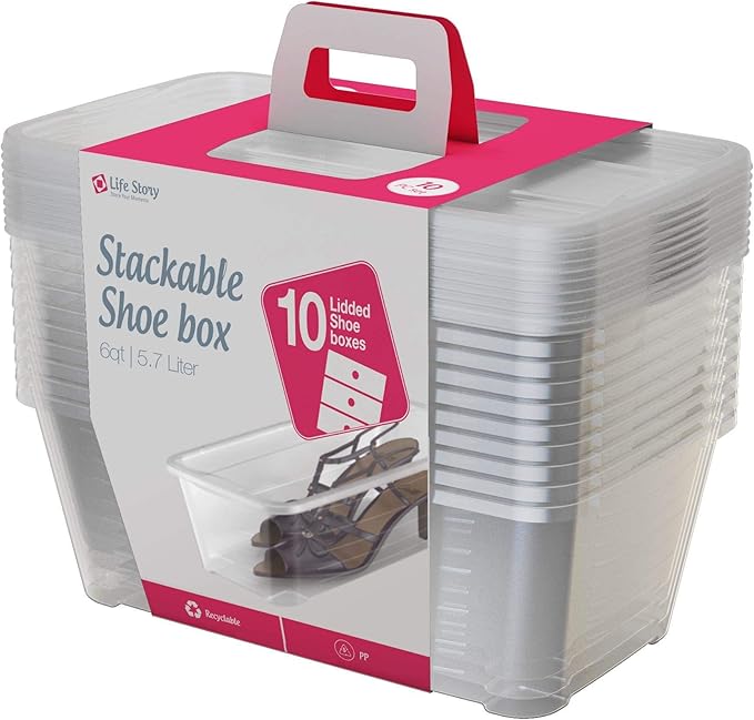 Life Story Durable 5.7-Liter Clear Shoe &amp Closet Storage Box Container (36 Pack)