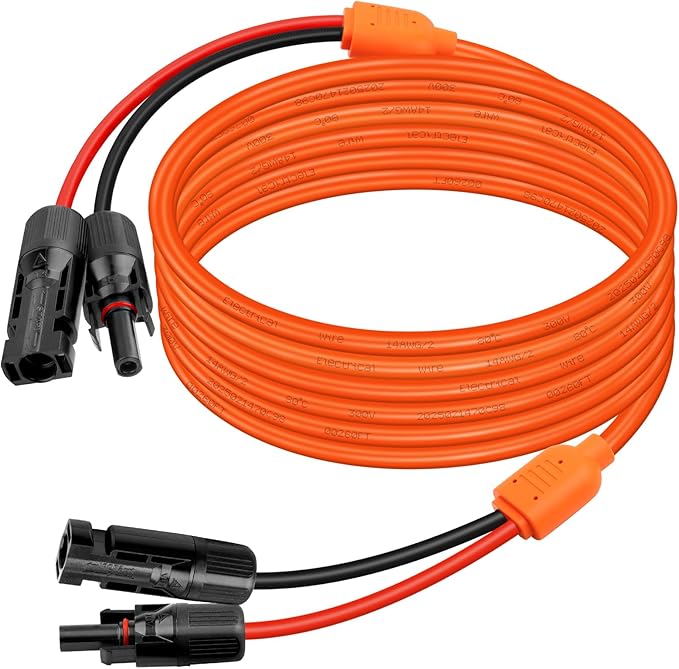 XRDS -RF Solar Extension Cable 20FT 14AWG Tinned Copper with Solar Panel Connectors 10AWG Red &amp Black Branch Wires Heavy Duty Outdoor Power Cord for RV Inverter Generator Off-Grid System