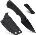 Tactical EDC Fixed Blade Knife with Sheath and clip 2.7 in Blade Small Fixed Knives for Outdoor Camping Survival Bushcraft Camp knife made of D2 steel and G10 Ergonomic handle (Black)