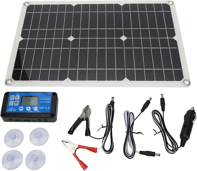 100W 18V Solar Battery Trickle Charger Maintainer Portable USB Controller Monocrystalline Panel Charging Kit Solar Panel Trickle Charging Kit for Car Automotive
