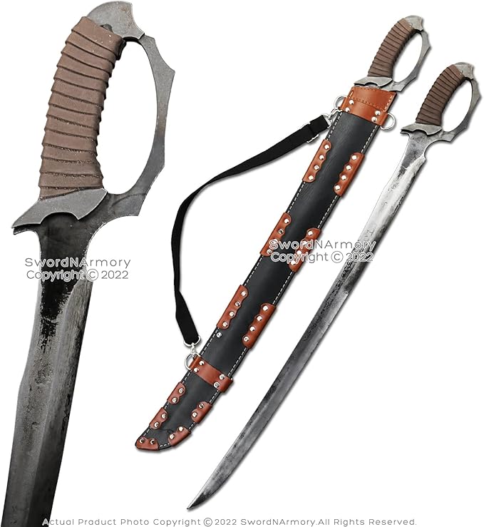 Munetoshi 33.5” Saber Machete Manganese Steel Battle Ready Full Tang with Leather Sheath