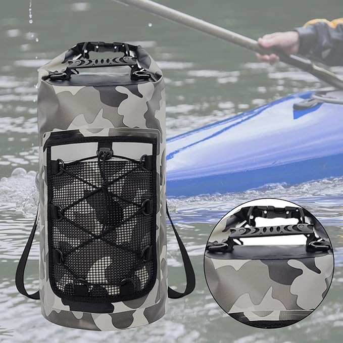 Waterproof Dry Bag Backpack Lightweight Storage Bag Mesh Pocket Reflective Strip Comfortable Handle Suitable for Boating Kayaking Fishing Raft