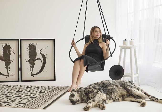 Hanging Egg Chair - Handmade Scandinavian Style Hammock Swing Chair Hanging Chair for Bedroom Indoor &amp Outdoor Patio Swing Double-Layered Faux Leather