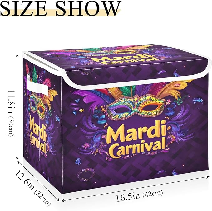 Carnival Background Fabric Storage Bins with Lids and HandleFoldable Storage Bins with LidsCloset Organizers for Clothes Storage Room Organization Office Storage Chest Organizer