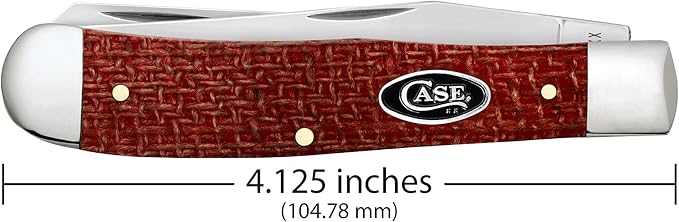 Case XX Pocket Knife TRAPPER - DARK RED BURLAP MICARTA Item #12270-10254 CS - Length Closed: 4 1/8Inches
