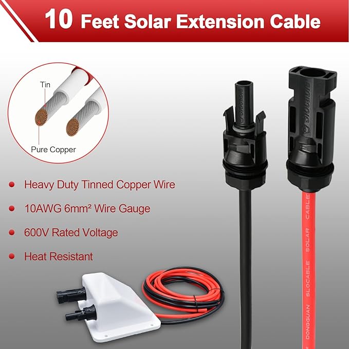 Waterproof Double Cable Entry Gland with 10Ft 10AWG Soft Copper CableUV Resistance Dual Cable Entry Housing for Rv BoatCamper (with 10ft Cable)
