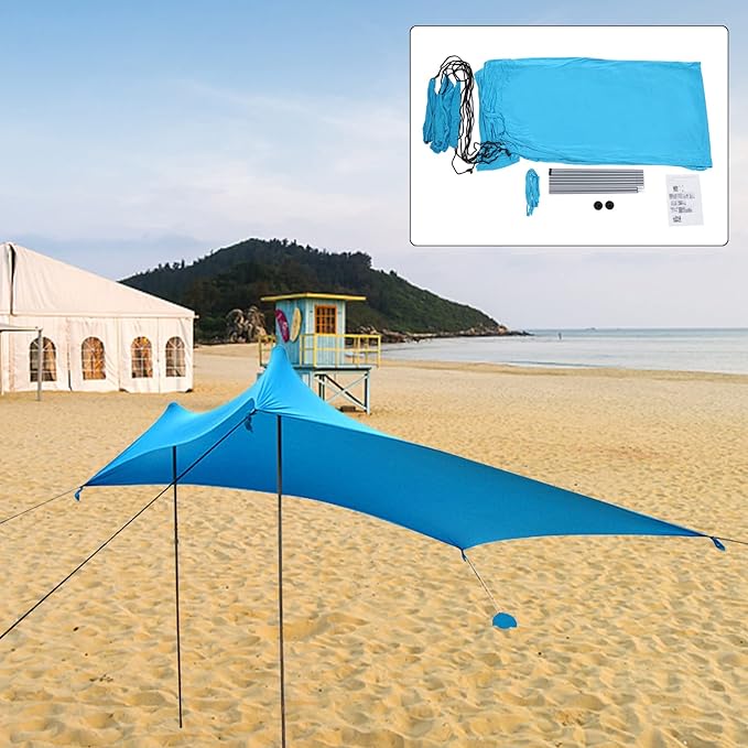 Shade Tent 10x10ft Portable Sun Shelter for Camping Beach Backyard Easy Setup with Sandbags Storage Bag UV Protection for Outdoor Picnic Fishing