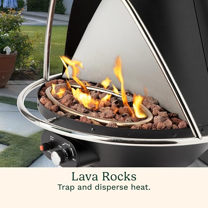 Cuisinart Chimenea Propane Fire Pit 40000 BTU Adjustable Gas Fire Pit for Patios Includes Lava Rocks Directional Heat Shield and Push to Start Ignition Perfect for Backyards Decks and Patios