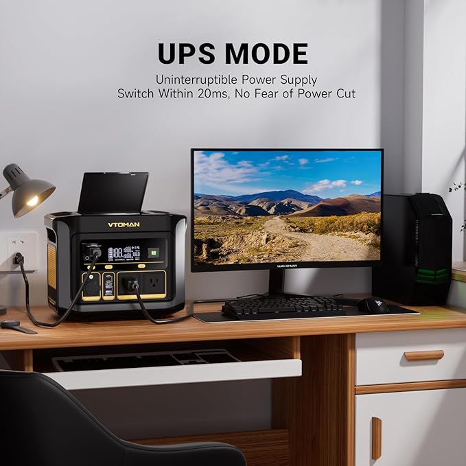 VTOMAN FlashSpeed 600 Portable Power Station 499Wh LiFePO4 Battery 600W AC (1200W Peak)/100W USB-C Output Solar Generator (Solar Panel Optional) for Home Backup Camping Fishing RVs