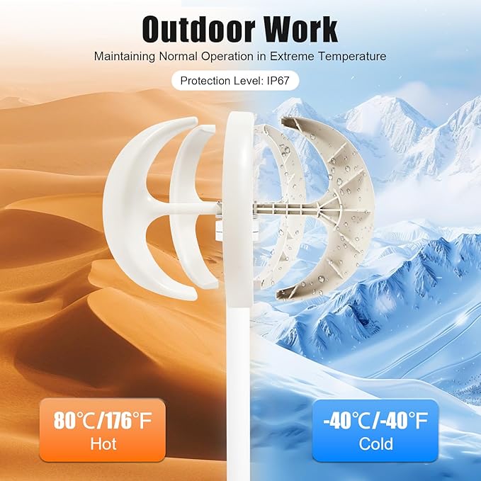 Wind Turbine Generators Kit 12V 600W Lantern Wind Turbine Generator 5-Blade Vertical Axis Wind Turbine Generator with Controller Suit for Home Camping &amp Boat Use
