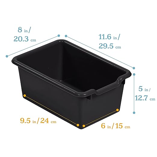 ECR4Kids Scoop Front Storage Bins Multipurpose Organization Black 10-Piece