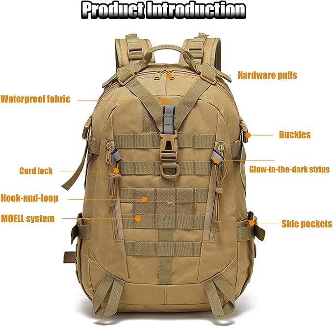 Tactical Backpack Military Hiking Day Waterproof Molle Bag Camping Trekking Fishing Gym Traveling Motorcycle