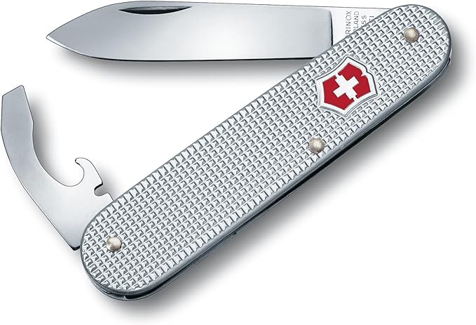 Victorinox Bantam Alox Swiss Army Knife 5 Function Swiss Made Pocket Knife with Large Blade Screwdriver and Bottle Opener – Silver