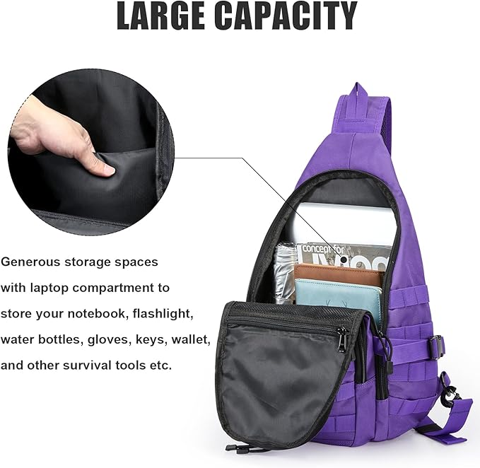 G4Free Tactical EDC Sling Backpack Military Rover Shoulder Sling Bag Pack with Pistol Holster for Concealed Carry | EDC Pack Pistol Holster Concealed Carry