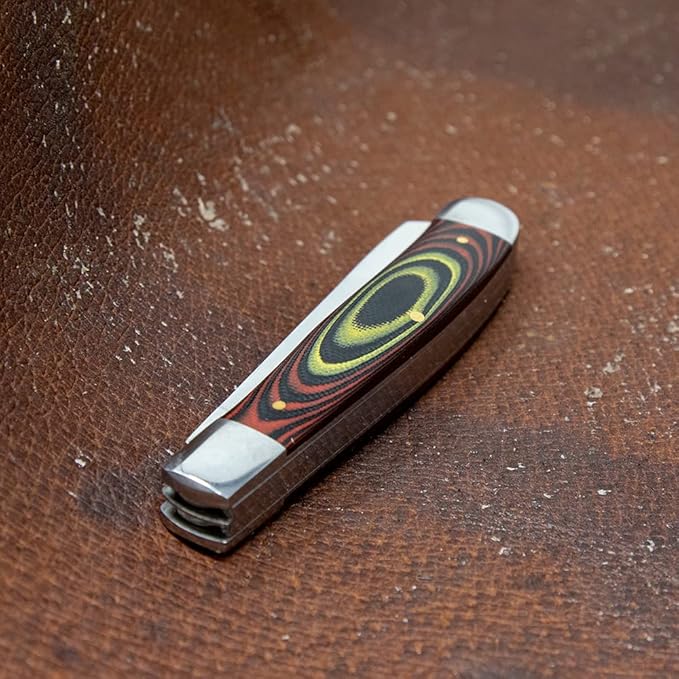 WHISKEY BENT HAT CO. Traditional Trapper Folding Pocket Knife 4.125 Closed Length 440C Stainless Steel Blades (Desert Sand)