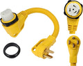 ONETAK 14-50P to SS2-50R 1.5FT Right Angle 90 Degree 120V/240 50 Amp 4 Prong Male to Twist Lock Receptacle Generator RV Marine Shore Boat Extension Cable Power Cord Adapter