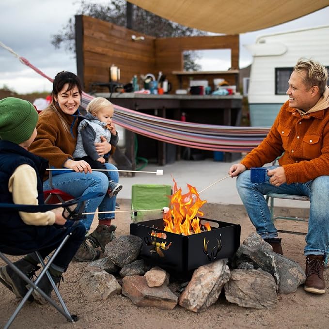 25 inch Portable Fire Pit for Outside Collapsible Plug Fire Pit Suitable for Camping Picnics Courtyards Garden Bonfires and Outdoor Firewood with Storage Bag
