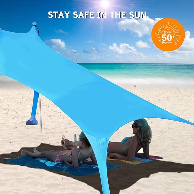 Beach Tent Sun Shelter | Portable Pop Up Camping Sun Shade Canopy | UPF 50+ Protection Beach Shade Canopy | for Outdoor Camping Picnics (Royal Blue300x300x200cm)