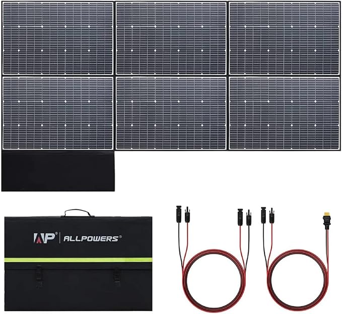 ALLPOWERS SP039 600W Portable Solar Panel Foldable Solar Charger with 24% High Efficiency Monocrystalline Cells IP67 Waterproof for Generator RV Camping Motorhome Off-Grid Power Backup