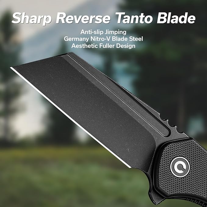 CIVIVI Pocket Knife for Men ExOne Folding Knife with Flipper 2.94 Nitro-V Reverse Tanto Blade G10 Handle for Perfect EDC Gift C23036-1