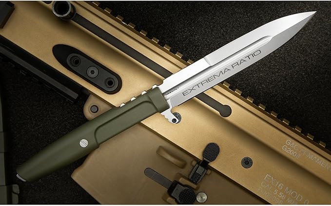 Extrema Ratio - Requiem (Ranger Green) Fixed Blade Knife Bohler N690 steel blade 4.9 mm thick hardened to 58 HRC stone-washed finish lightweight ergonomic handle made in Italy