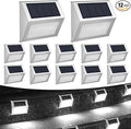 12 Pack Solar Step Lights for Outside Solar Stair Lights Waterproof IP 65 Led Outdoor Deck LightsCool White Lights