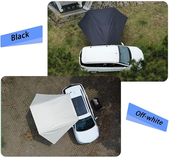 Car Side Awning Tent for Jeep Compass 2017-2025 SUV 5-Seater Oxford Fabric Camping Vehicle Side Sun Shelter Portable Tailgate ShelterOff White-2m Iron Rod Set