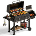 MFSTUDIO 49 2 in 1 Charcoal Grill &amp Smoker Combo Outdoor Grill with Enamel Coated Charcoal Tray 1015 SQ.IN Cooking Area Adjustable Top Vent and Chimney for Outdoor Grilling