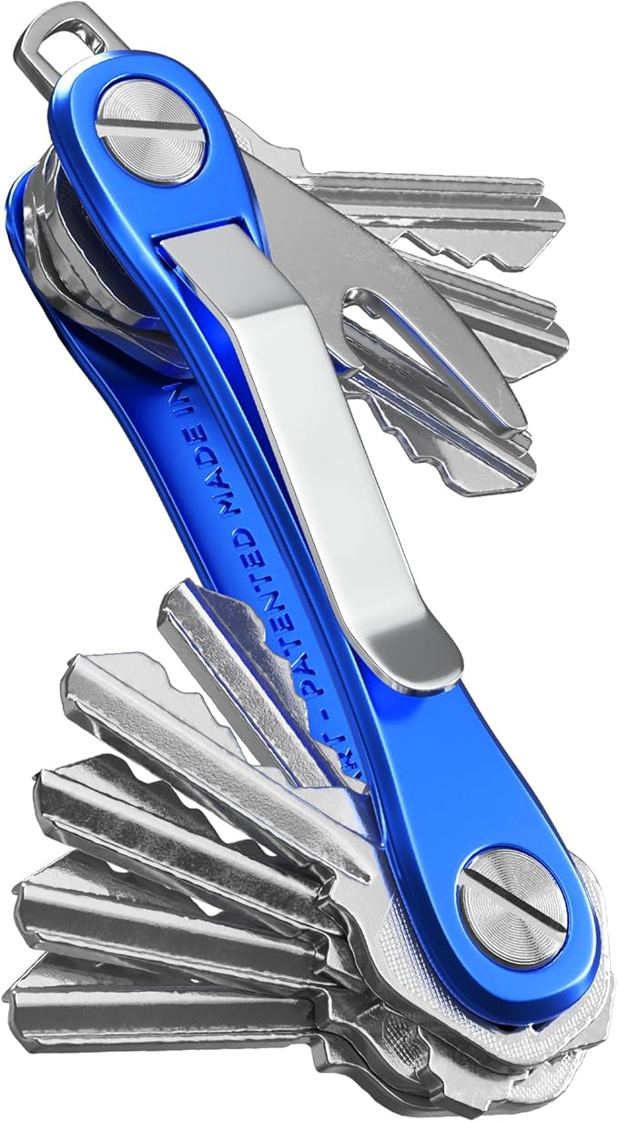 KeySmart Rugged - Multitool Key Holder for Keychain w/Bottle Opener and Pocket Clip Key Organizer for Key Chain EDC Keychains Key Ring for Car Fobs Key Chains Expandable (Up to 14 Keys Blue)