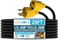IronBox Electric L5-30P to L5-30R Locking Power Cord - 30A 125V 10 AWG 3 Conductor - Electrical Adapter Plug - Heavy Duty Plug and Connector Extension Cable for RV Generators Camper &amp More (2