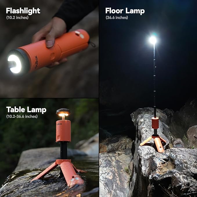 Outask Camping Light Telescopic Collapsible Magnetic Camping Lantern with 12000mAh Battery Telescoping IPX6/IPX7 Waterproof Flashlights Camping Lamp for Emergency Camping