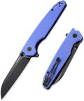 D2 Steel Folding Pocket Knife with Reversible Clip: 3.14 Black Sheepsfoot Blade Liner Lock G10 Handle Small EDC Flipper Knives Camping Tool for Man &amp Women Blue
