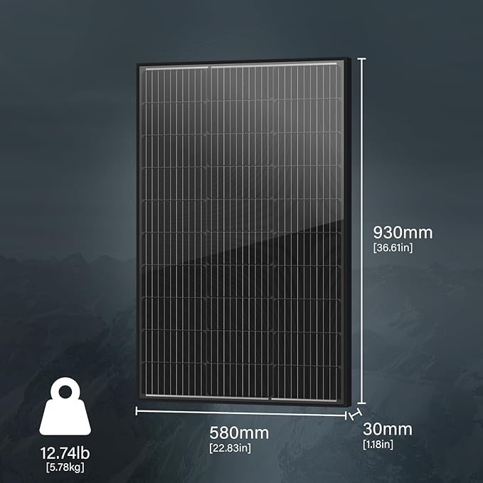 Newpowa 100 Watts Monocrystalline 100W 12V Solar Panel High Efficiency Mono Module RV Marine Boat Off Grid