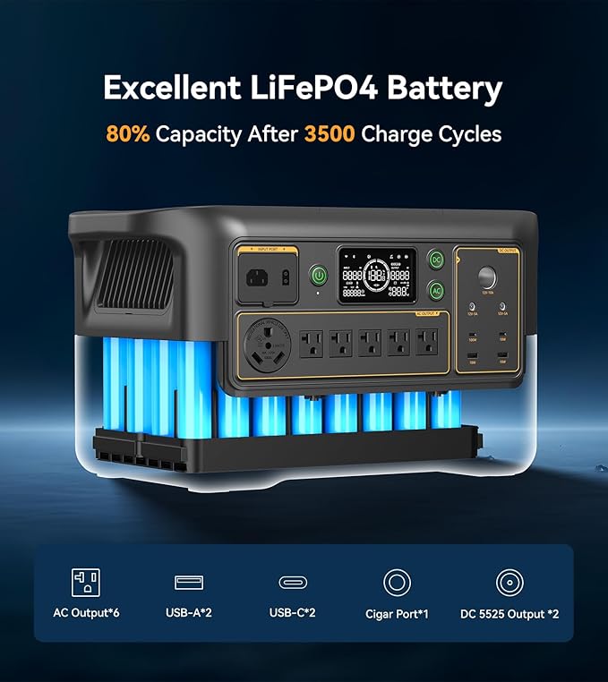 Pecron Portable Power Station F3000LFP with 200W Solar Panel*1 3072Wh Solar Camping Generator can expand to 9216Wh 3600W Solar Generator for RV Home Use CPAP