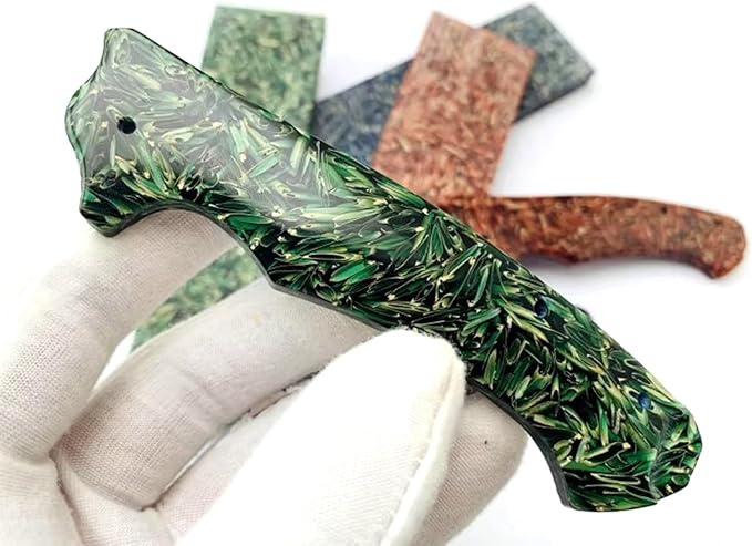 Blank Material For Blade Handle Scales 2pcs DIY Hand Carved Decorative Folding Knife Slingshot(Green135x40x8mm)
