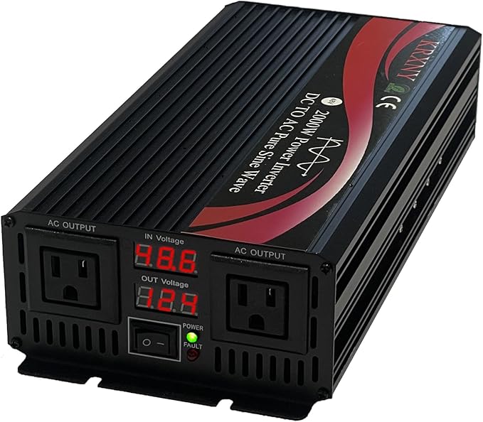 2000W Power Inverter 48V DC to 110V AC 60HZ Pure Sine Wave Converter with LED Display for Off Grid Solar System