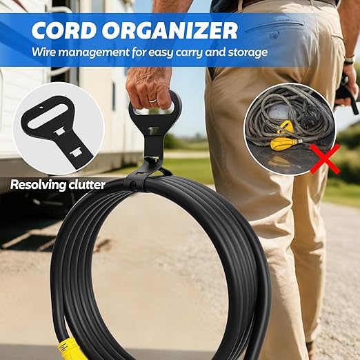 50A Generator Cord with Cord Organizer 20 FT 14-50P to SS2-50R Power Cord with Grip Handle Generator Plug with Twist Lock Generator Cord 50 amp 4 Prong for Emergency or Power Shortage ETL Listed