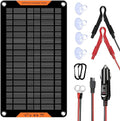 12 Volt 10 Watt Solar Car Battery Charger &amp Maintainer Solar Panel Trickle Charger with Alligator Clip&amp Cigarette Lighter PlugAdapter for Car Boat Automotive Motorcycle RV